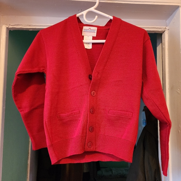 Havenshire women's red knitted button-up sweater. - Picture 1 of 8